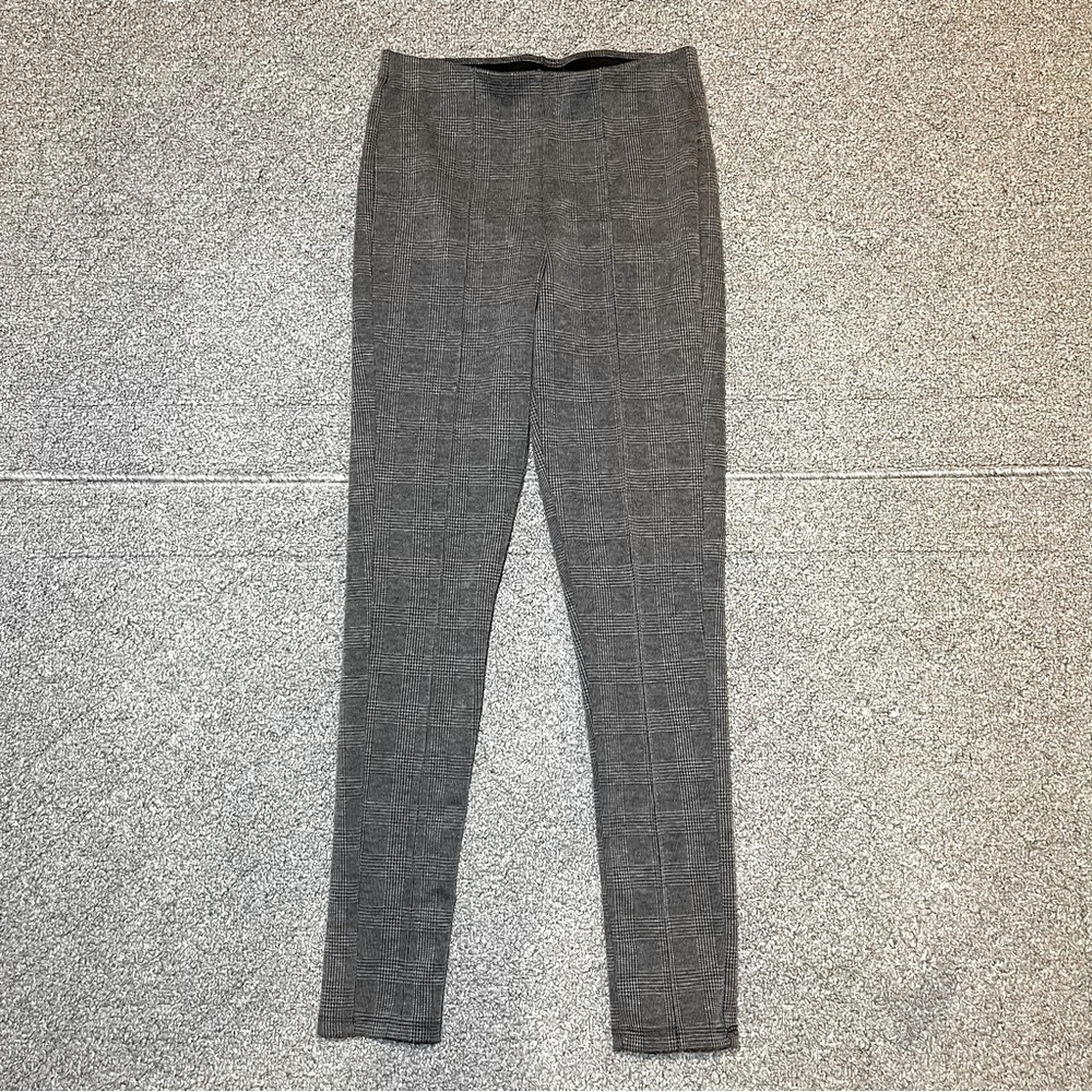Tahari Pants Womens Size Small Gray Tweed Plaid Pull On Skinny Stretch Bleisure
